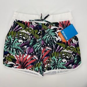 COLUMBIA Girls Sandy Omni Shade Shores Tropical Print White Board Shorts